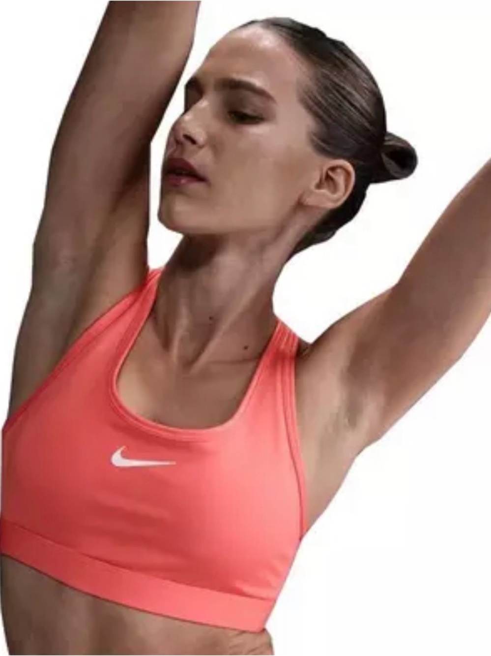 Nike Women's Swoosh Medium Support Padded Sports Bra - Coral Medium